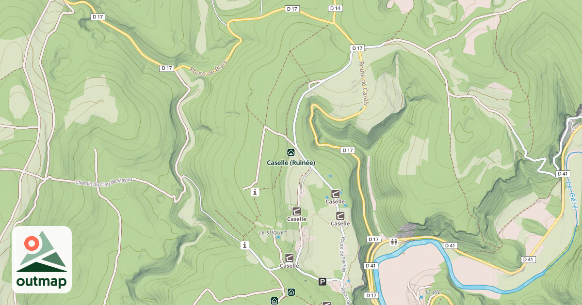 Map of Caselle (Ruinée)