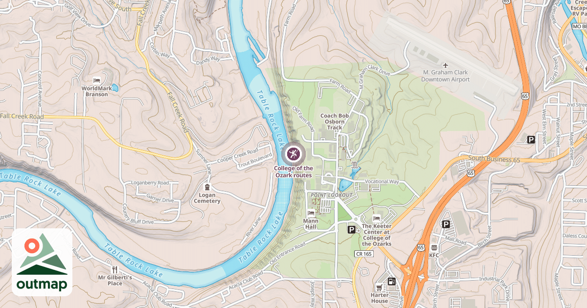 Map of College of the Ozark routes