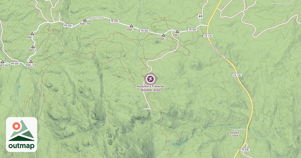Map of Autumn's Traverse Boulder Area