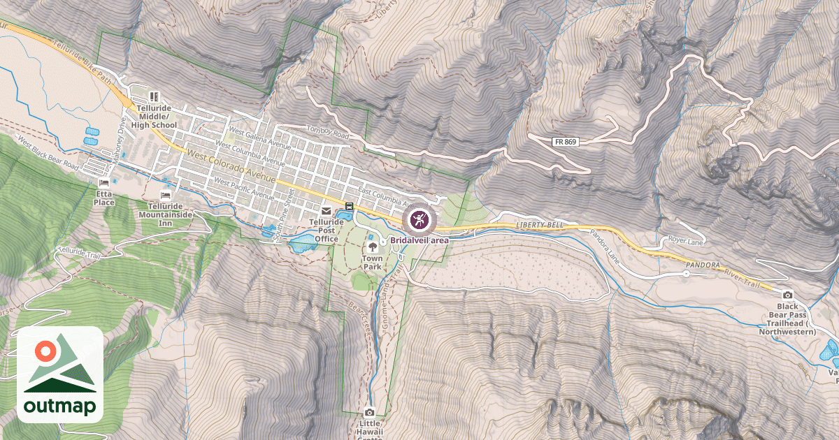 Map of Bridalveil area