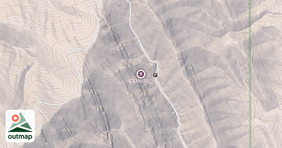 Map of 14. X-Crack Crag