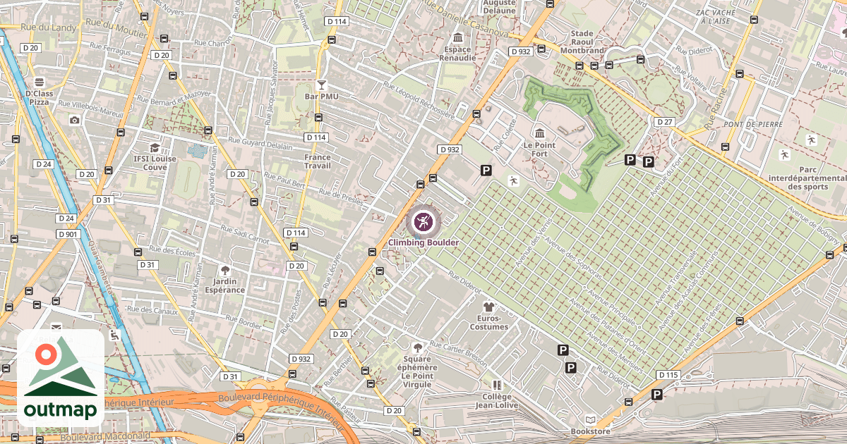 Map of Climbing Boulder