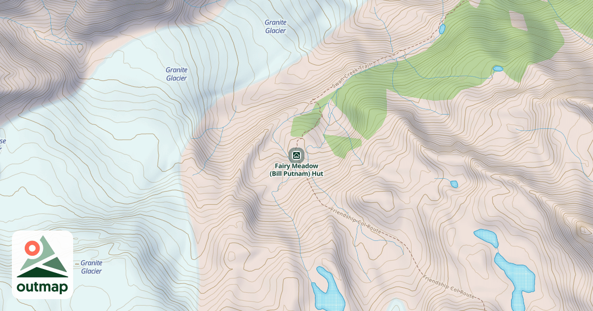 Map of Fairy Meadow (Bill Putnam) Hut