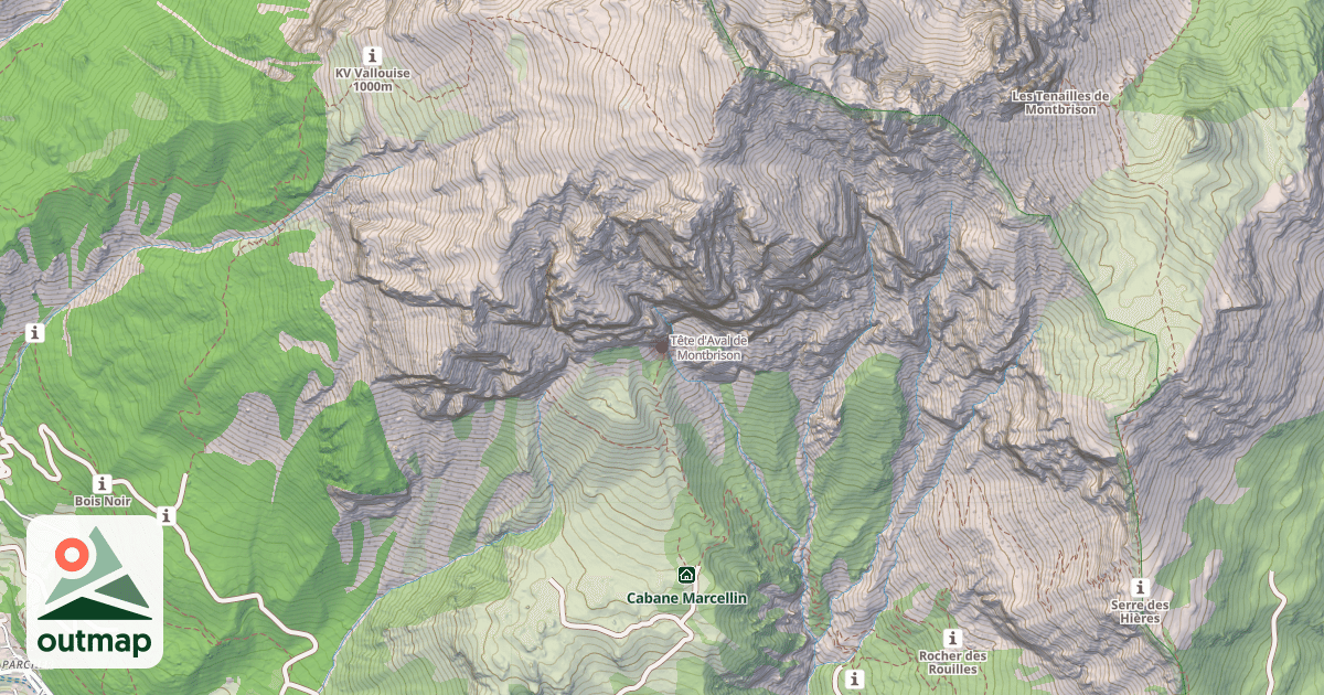Map of Tête d'Aval de Montbrison