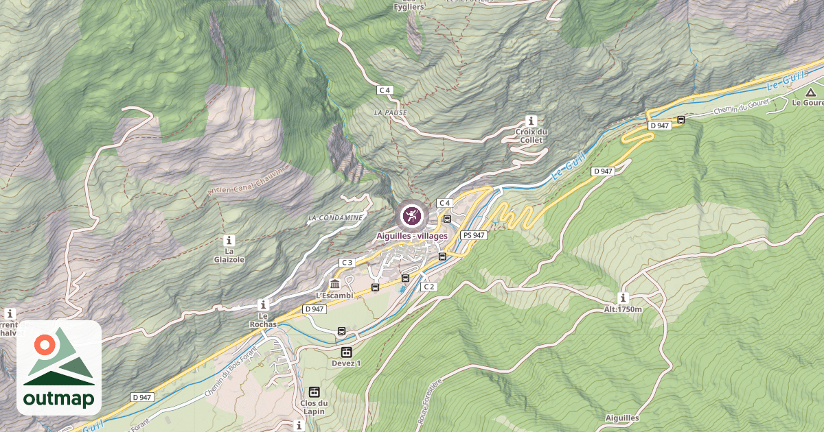 Map of Aiguilles - villages