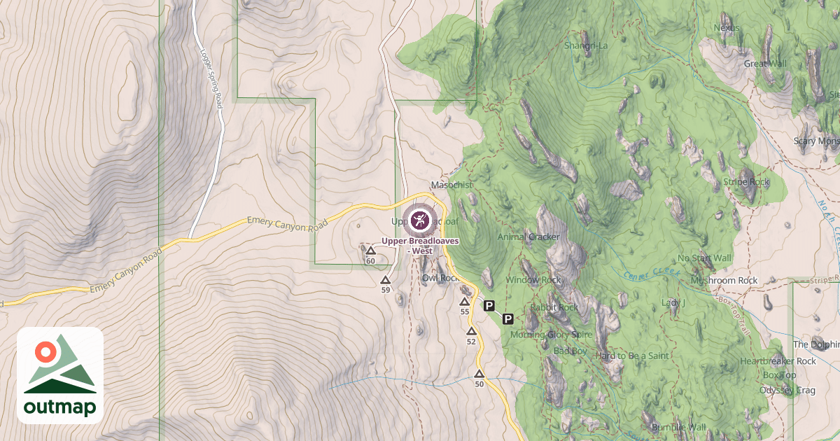 Map of Upper Breadloaves - West