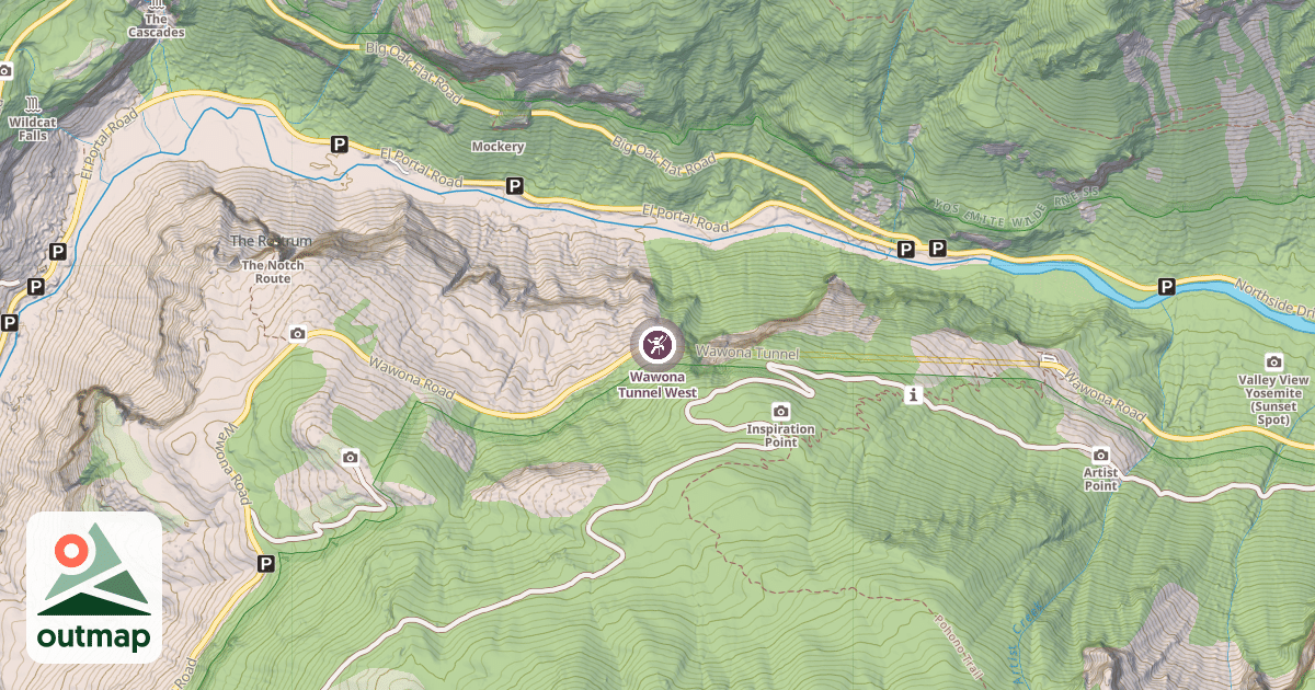 Map of Wawona Tunnel West