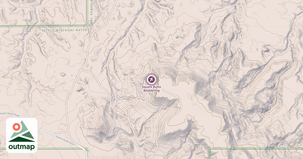 Map of Square Butte Bouldering