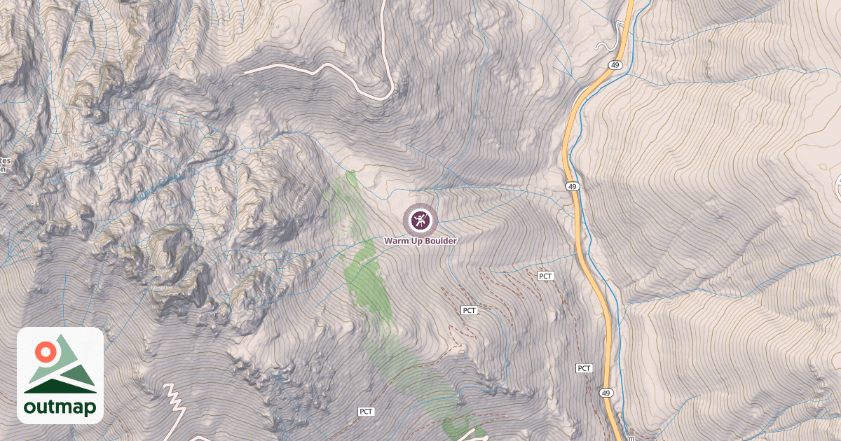 Map of Warm Up Boulder