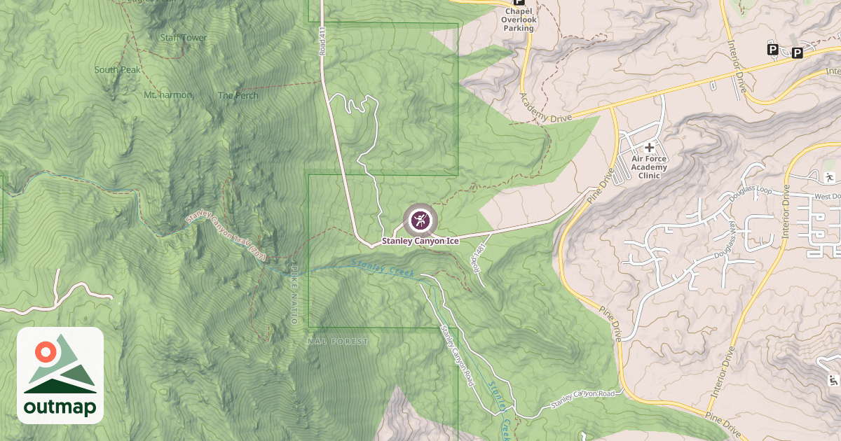 Map of Stanley Canyon Ice