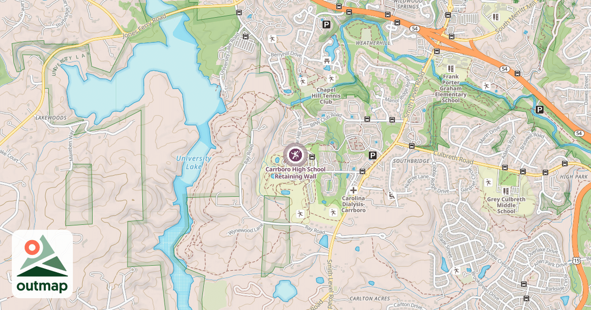 Map of Carrboro High School Retaining Wall