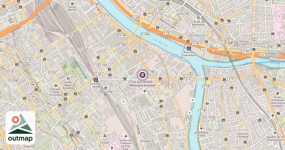 Map of US Ivry section Montagne Escalade