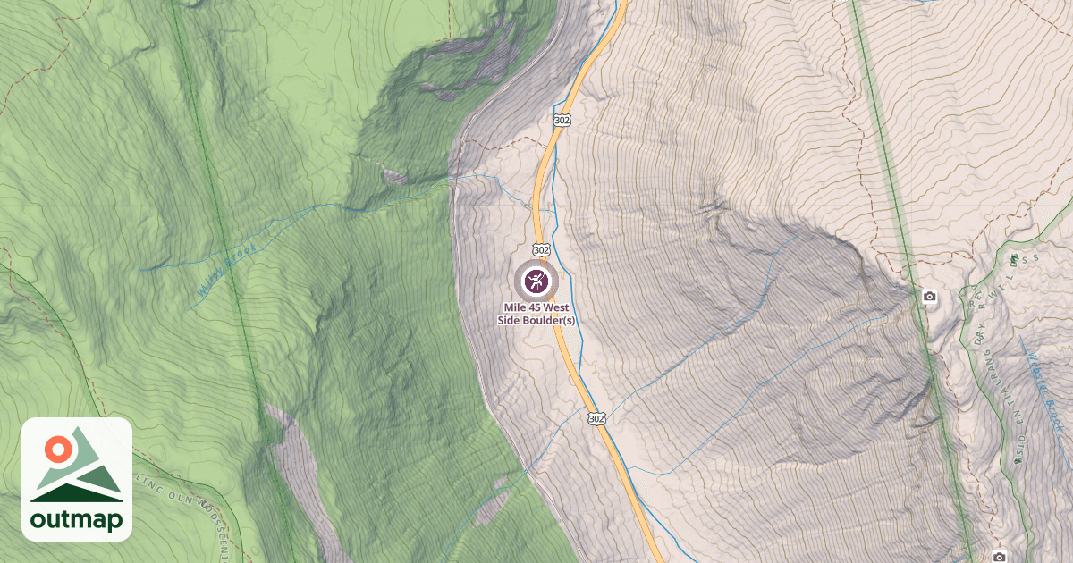 Map of Mile 45 West Side Boulder(s)