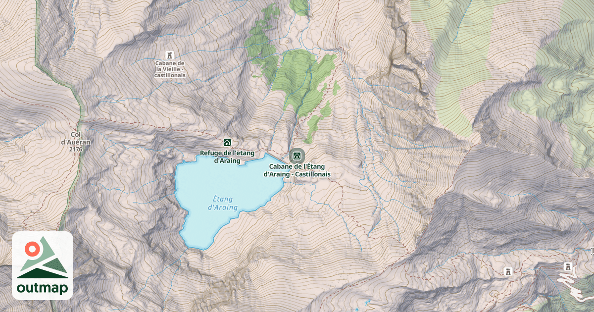 Map of Cabane de l'Étang d'Araing - Castillonais