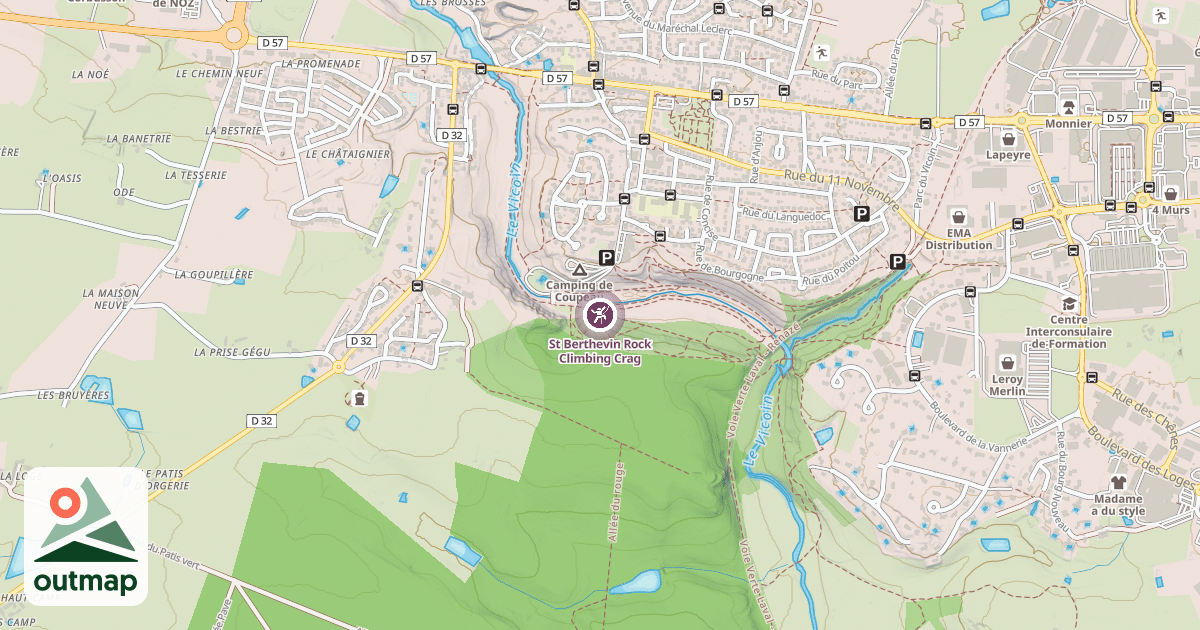 Map of St Berthevin Rock Climbing Crag