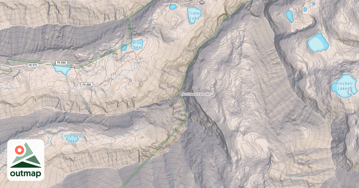 Map of Northwest Face