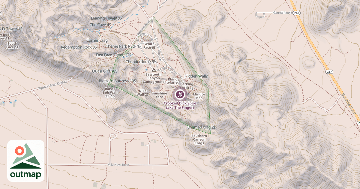 Map of Crooked Dick Spire (aka The Finger)