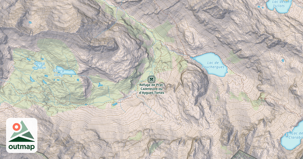 Map of Refuge de Prat-Cazeneuve ou d'Aygues Tortes