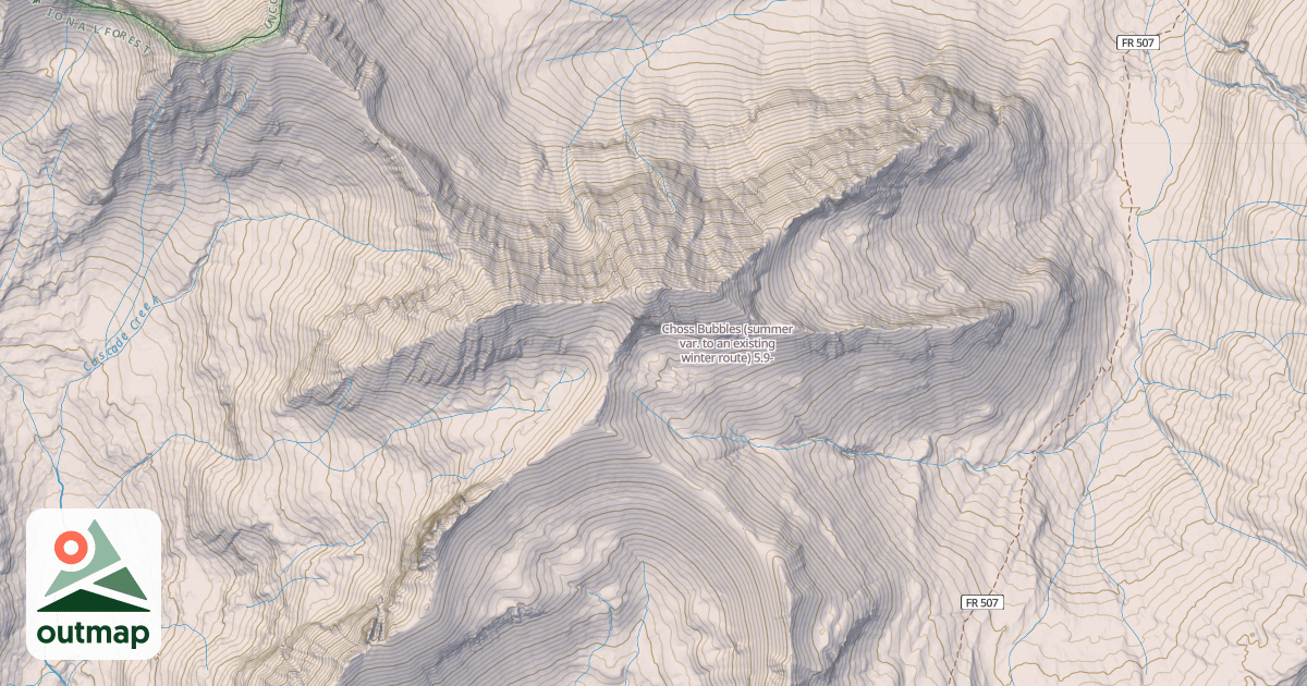 Map of Choss Bubbles (summer var. to an existing winter route)
