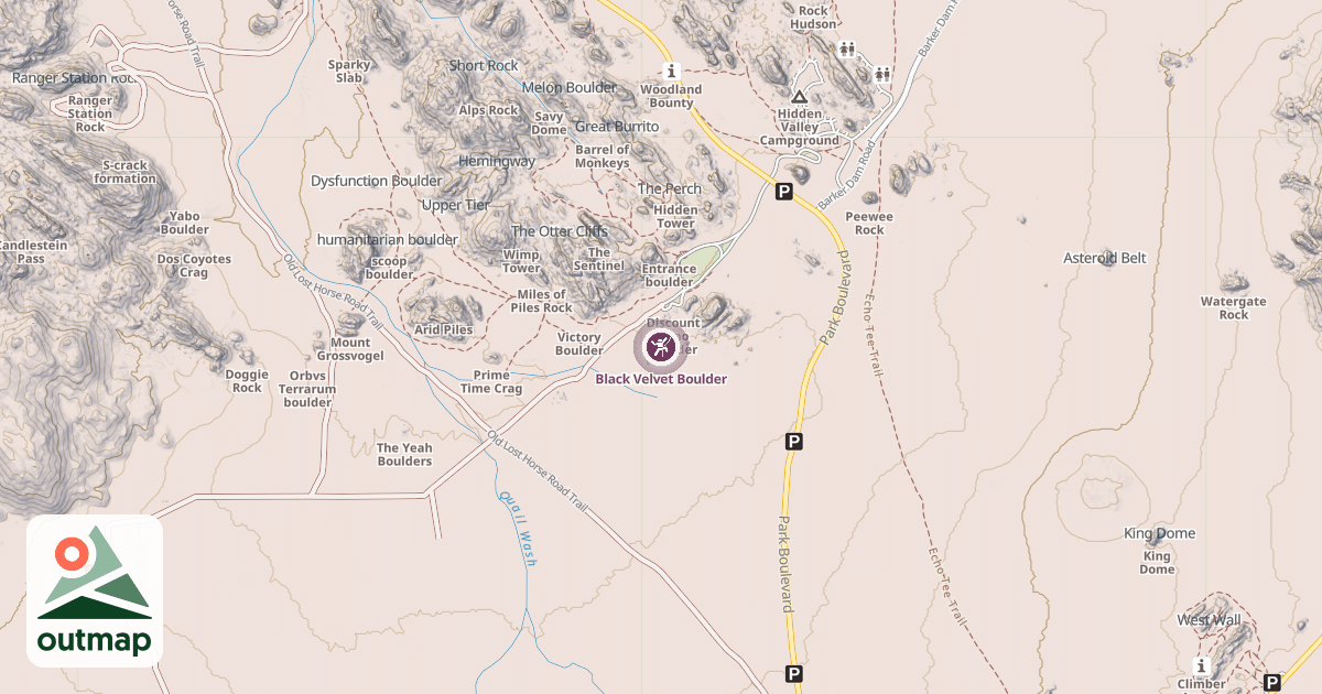 Map of Black Velvet Boulder