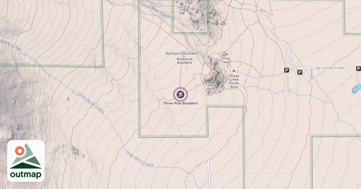 Map of Three Pool Boulders