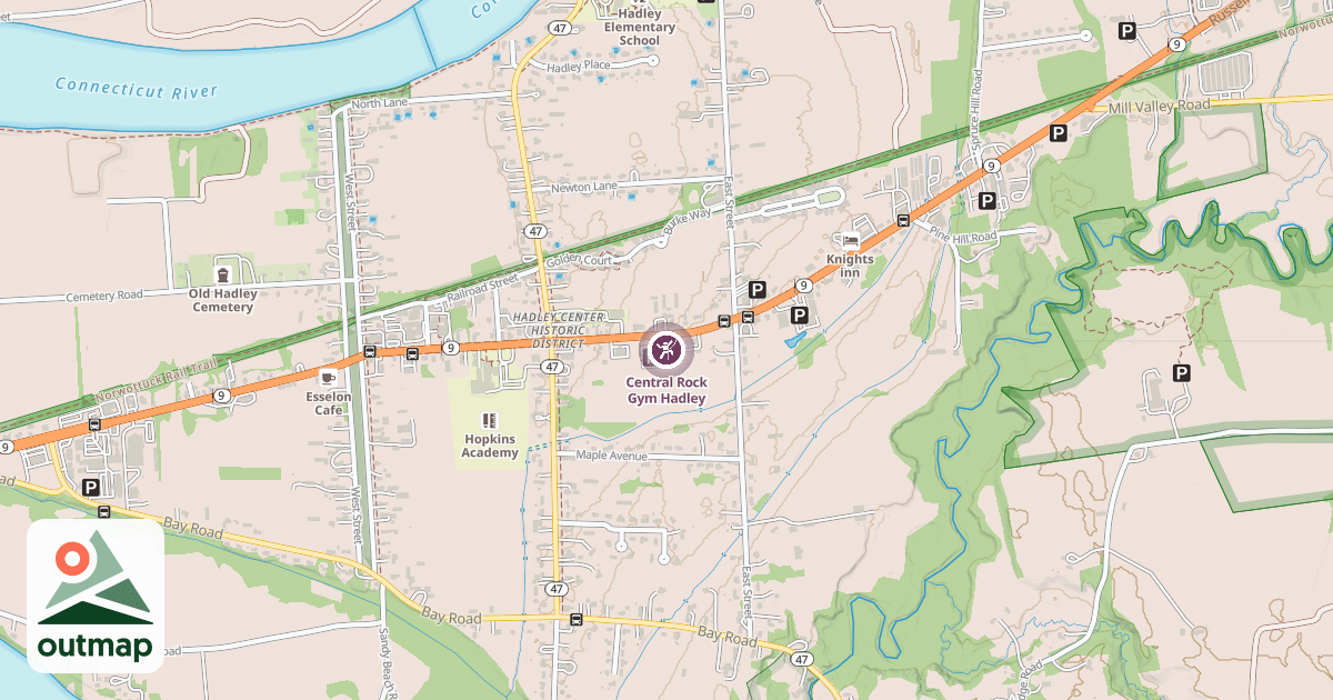 Map of Central Rock Gym Hadley