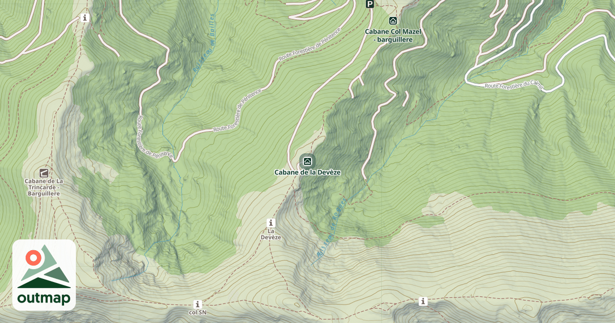 Map of Cabane de la Devèze
