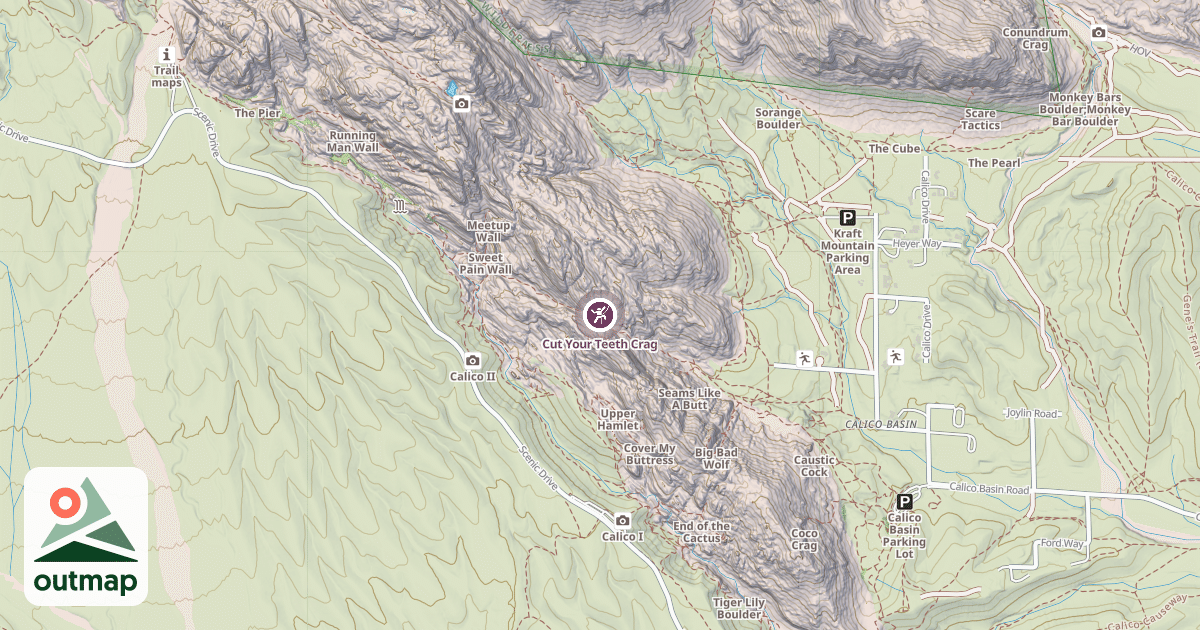 Map of Cut Your Teeth Crag