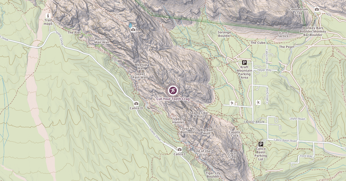 Map preview of Cut Your Teeth Crag