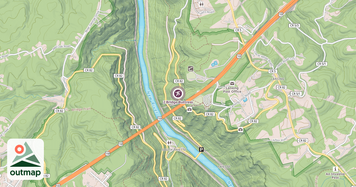 Map of 2 Bridge Buttress